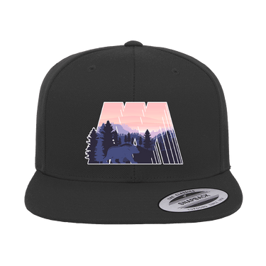 Geometric Camping Printed Flat Bill Cap
